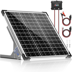 Voltset 50W Solar Panel Kit, 12V Solar Battery Trickle Charger Maintainer + 10A