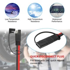 MOOKEERF SAE Extension Cable – 10 AWG, 3FT, 2PCS Quick Disconnect Wire Batter…