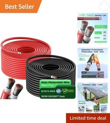 Dual Color 50Ft 10AWG Solar Cable: UV Resistant Tinned Copper for Marine Use