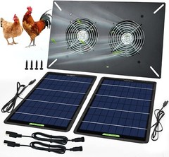 Solar Waterproof Solar Powered Fan Kit, 20W Solar Panel 2 Pcs High Speed DC Brus