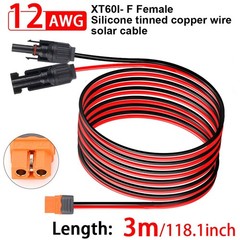 12AWG XT60i Female to Solar Connector Extension Cable for Solar Generator 10ft