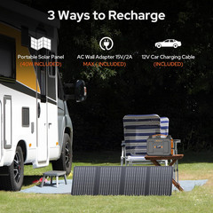 Portable Power Station with Foldable 40W Solar Panel, 100W Solar Powered Generat