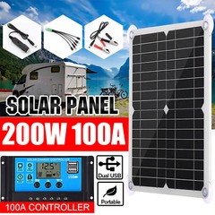 200W Solar Panel Kit 100A 12V Battery Charger Controller Caravan Boat Outdoor US