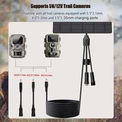 10W Solar Panel with 10400mAh Battery for Security & Trail Cameras, 5V/12V Ad…