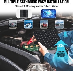 Portable 10W Solar Battery Charger – Protects and Maintains Vehicle Batteries