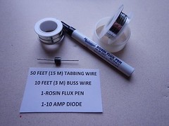 50′ ft. Tabbing 10′ ft. Bus wire-rosin pen+diode for solar cells diy kits