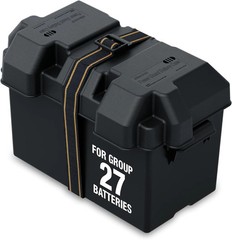 Vented Battery Box For Group 27 Series Batteries With Mounting Strap Black Case