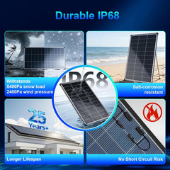 400W Bifacial Solar Panels, 2x200W High-Efficiency Monocrystalline Modules