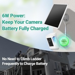 VERVERAY Solar Panel for Ring Camera 6W Solar Charger with USB C & Barrel Plug