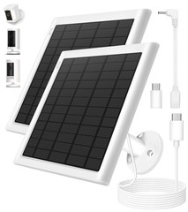 2-Pack 8W Solar Panel Charger for Ring Stick Up & Spotlight Cam, IP65 Waterproof