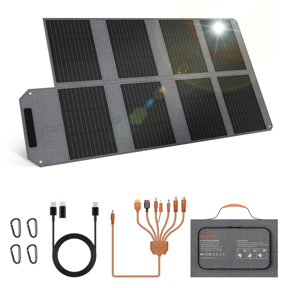 MHPOWOS 80W Folding USB Solar Panel Charger for Phone Power Bank Jackery Anker