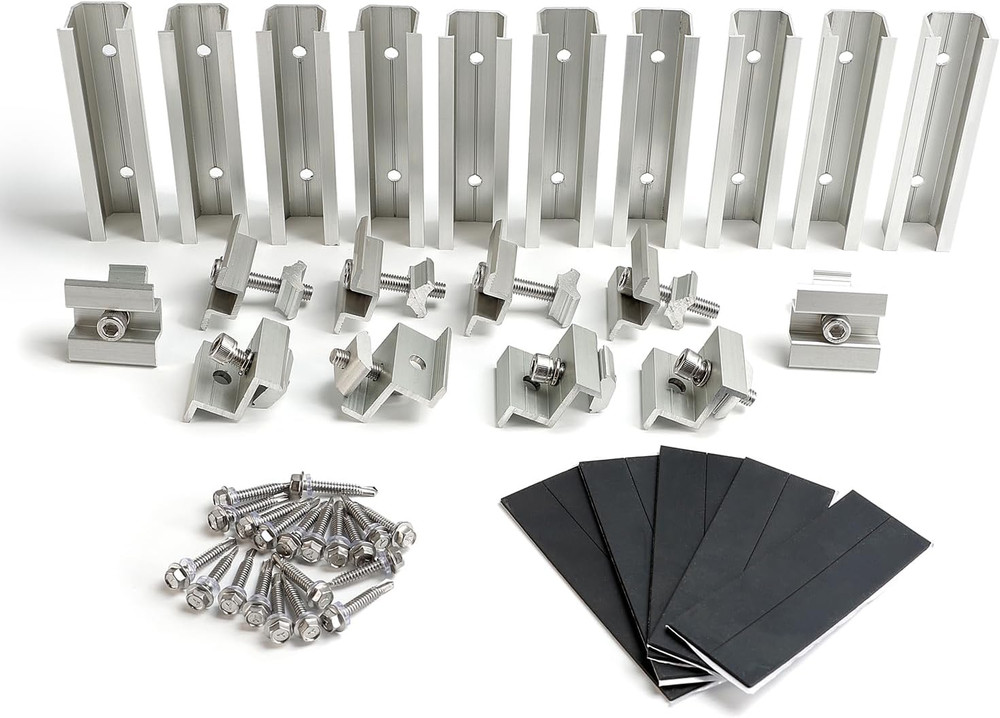 Solar Panel Mounting Brackets Mid and End Clamps and Rails Kit for Roofing Solar