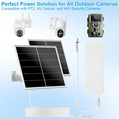 40W Solar Panel Kit and 24000Mah Battery for PTZ Security Cameras, 5V/12V Adjust