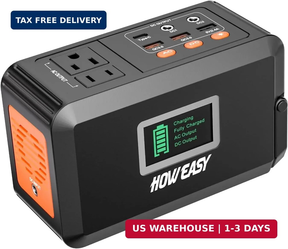 HOWEASY Portable Power Station,120W(240W Peak) Solar Generator,88Wh Lithium Batt