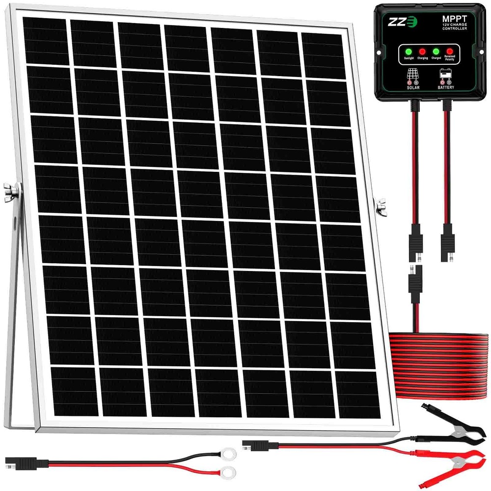 20W 12V Solar Battery Charger Maintainer with MPPT Controller for RV Marine Car