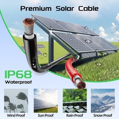 Bateria Power Solar Panel Wire 50Ft Black and 50Ft Red Kit, 10AWG (6mm²) So