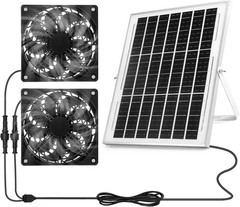 Versatile Solar Powered Dual Fan Kit for Outdoor Spaces – Easy to Install