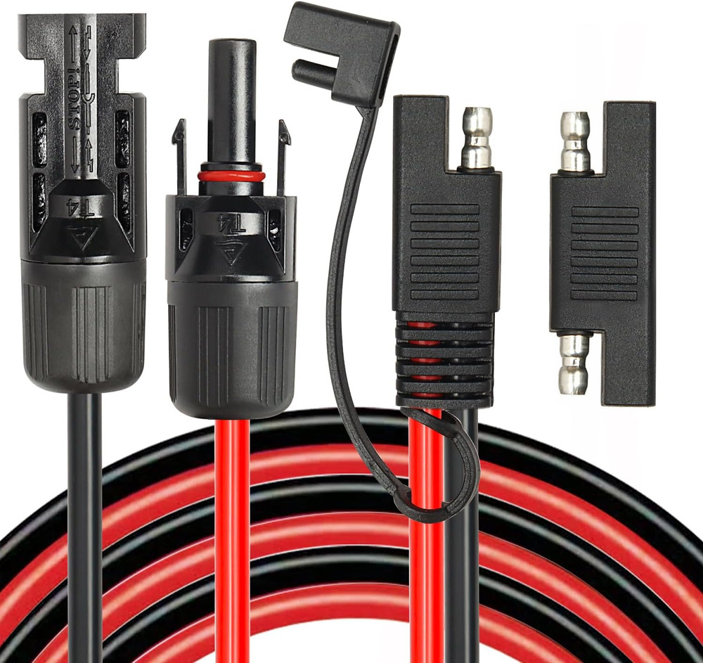 MOOKEERF Solar Panel to SAE Adapter Cable – 10FT 10AWG Solar Extension Cable for
