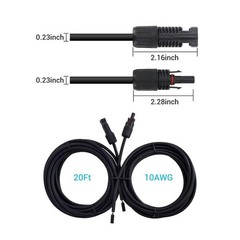 Renogy 20FT 10AWG Solar Adaptor Wire Extension Cables 20FT 10AWG Solar Cable
