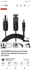 ALLPOWERS Solar Extension Cable with Female and Male Connector to DC 5.5mm