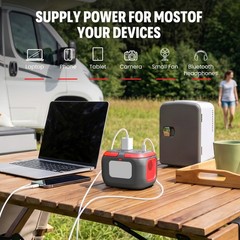 100W Power Station Battery Pack AC+DC+USB+PD65W Portable Charger Solar Generator