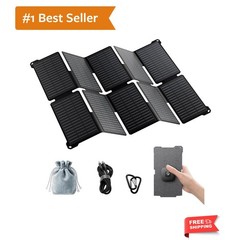 35W Solar Panel Charger with USB-A and USB-C Ports, 25.4% High Efficiency Fol…