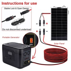 10FT 12 AWG XT60 Female to Solar Connector Solar Panel Extension Charging Cable