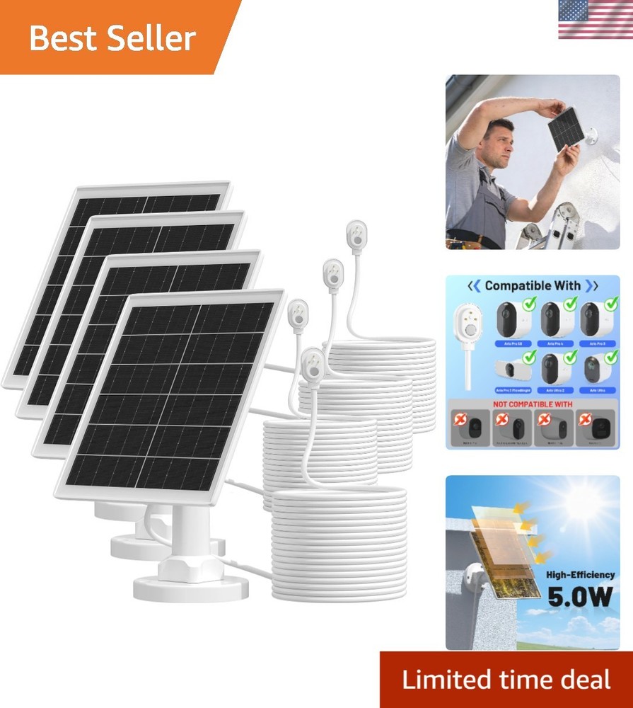 High-Efficiency Solar Panel Charger with 13.1ft Cable for Arlo Security Cameras