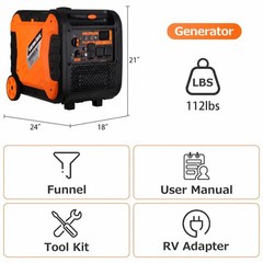 Inverter Generator 8000W Outdoor Portable Generators Gas Powered Super Quiet wit
