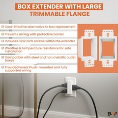 BWP 2 Pack Electrical Outlet Box Extender 1 Gang – Electrical Box Extender wi…