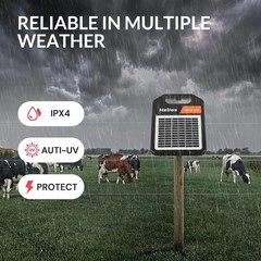 10 Miles Solar Electric Fence Charger with Day/Night Mode, 0.16J Portable Sol…