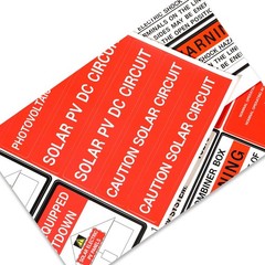Photovoltaic Solar System Installer Label Kit | 2020 | 2017 Code medium, Red