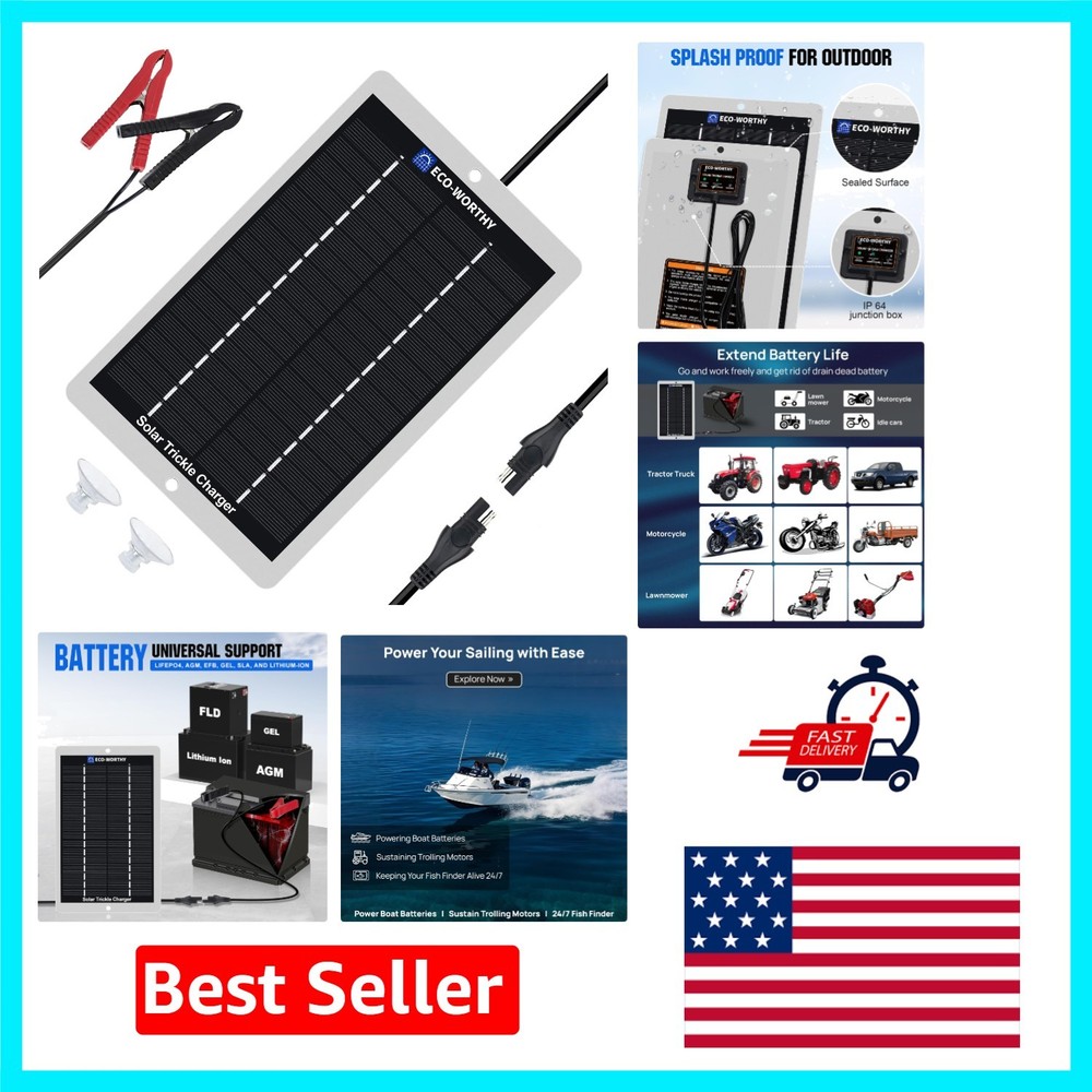 Robust 2.5w Solar Battery Maintainer – Efficient 12 Volt Charger with Indicators