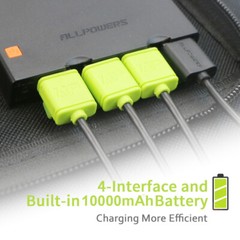 ALLPOWERS 21W Solar Charger with 10000mAh PowerBank and 3 Fast Charging USB-A/C