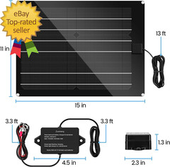 Solar Battery Charger Maintainer 15W Solar Panel Kit for Dump Trailer Built-In