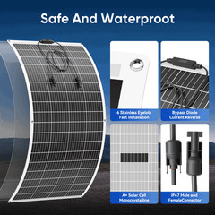 200W Flexible Mono Solar Panel 12V Power Portable Camping Home RV Battery Charge