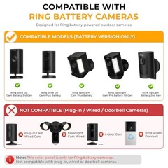 8W Solar Panel Charger for Ring Cameras with0FT Cable | Compatible with 1 Black