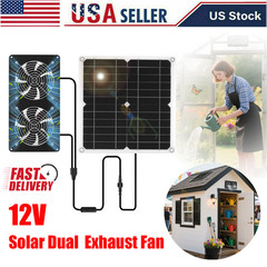 15W Solar Powered Exhaust Fan Kit Waterproof DC for Chicken Coop Shed Greenhouse