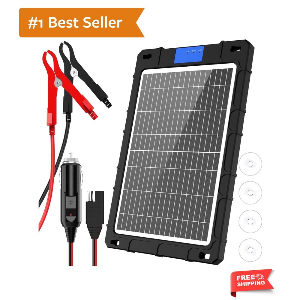 12V Solar Car Battery Charger 12W Waterproof Portable Solar Trickle Charger M…