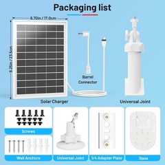 Solar Panel And 2-In-1 Wall Mount For Ring Cam, 6W Solar Charger Compatible With