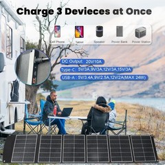Wagnation Portable Solar Panel Foldable for Phone Laptop Power Station 200W/400W