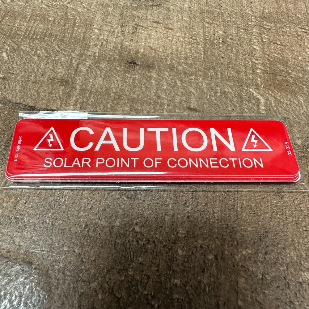1″ x 4″ CAUTION Solar Point of Connection Labels 03-338 Solar PV Pack of 10 USA