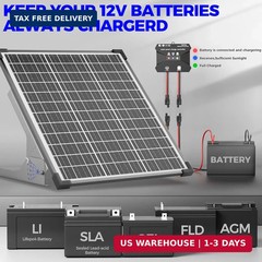 Voltset 50W Solar Panel Kit, 12V Solar Battery Trickle Charger Maintainer + 10A