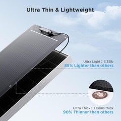 50W Flexible Solar Panel 12V – Bendable Monocrystalline Charger for RV, Boat, Va