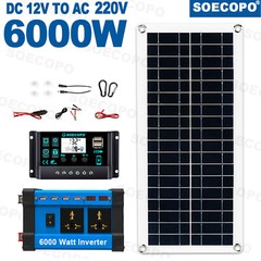 6000W Complete Solar Panel Kit Solar Power Generator 100A Home 220V/110V Syste