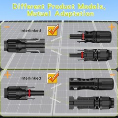 30 Pairs Solar Panel M/F Connectors, IP68 1000V 30A, 1014AWG Wire + Spanners