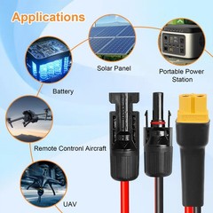 10AWG 3FT XT60 Solar Extension Cable 2 3 6 10 15 20 25 35 40 50 75 100FT XT60…