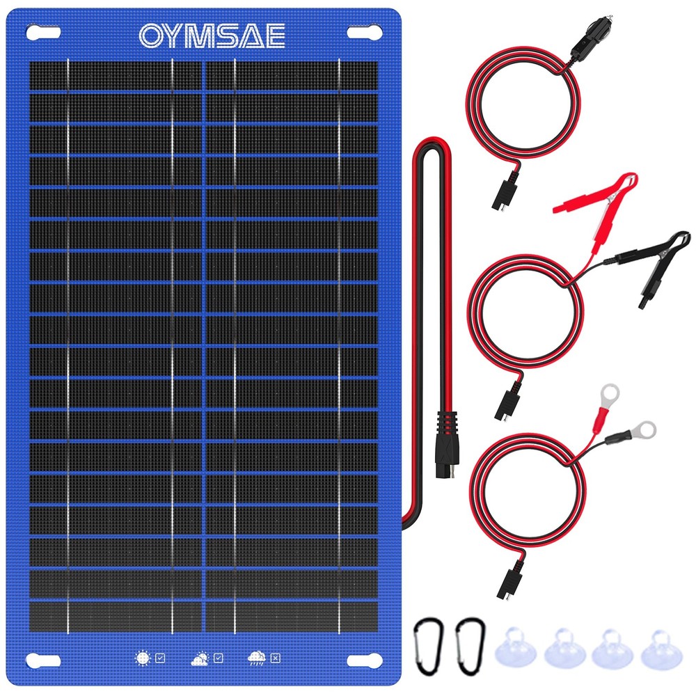 12W Solar Car Battery Charger Portable 12V Trickle Battery Charger & Maintain…