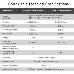 1 Pair 6 Feet Black + 6 Feet Red 10AWG6mm² Solar Panel Extension Cable Wire w…