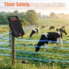 10 Miles Solar Electric Fence Charger with Short Circuit Alarm,0.18J Solar Power